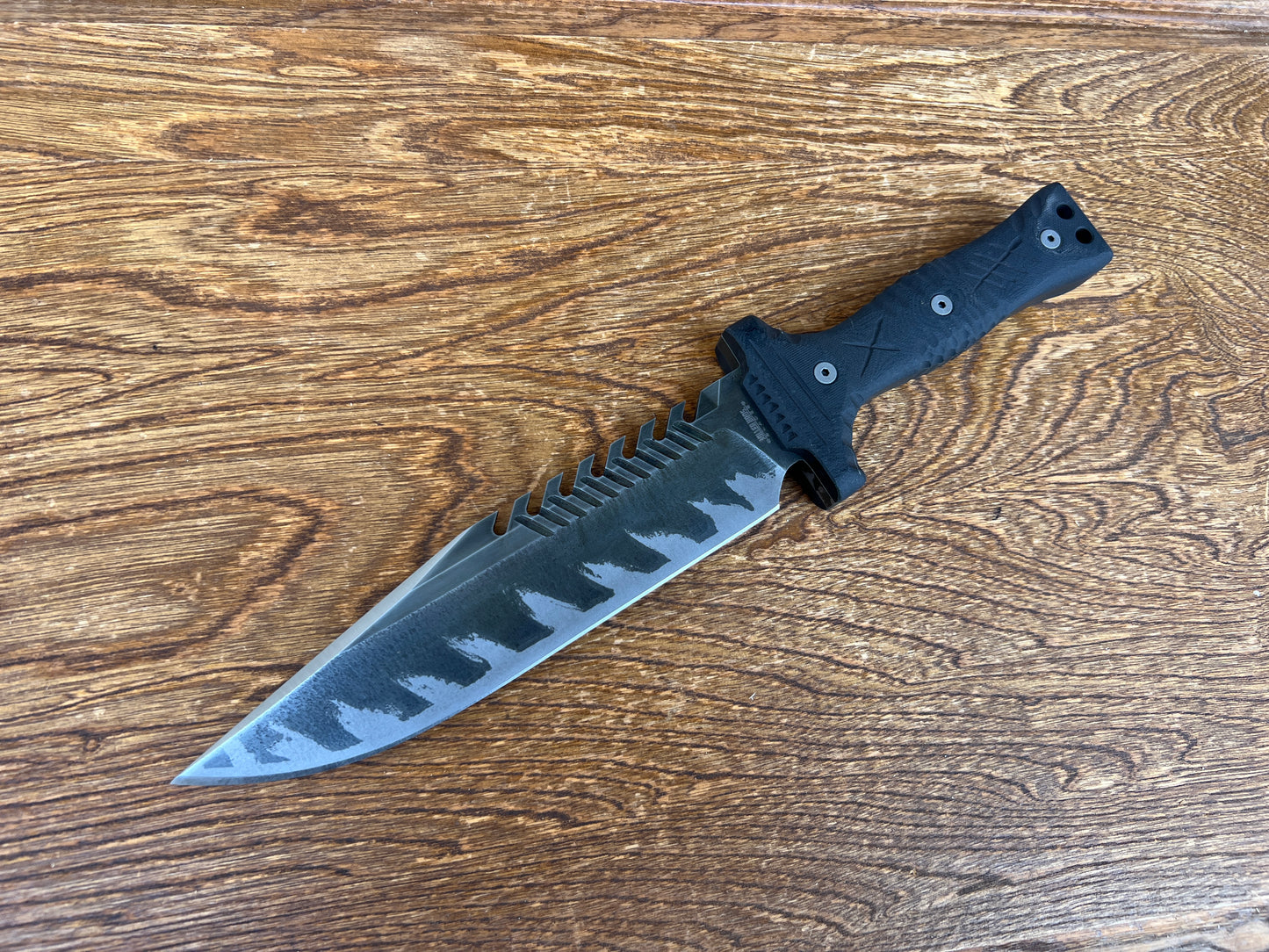 Millerbrosblades Custom M-22 Bowie -Saw Back - Black G-10