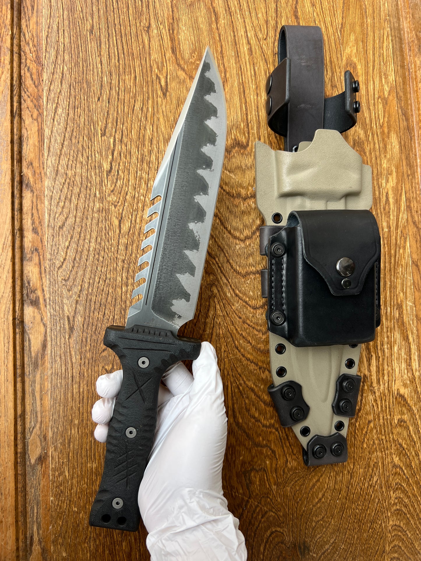 Millerbrosblades Custom M-22 Bowie -Saw Back - Black G-10