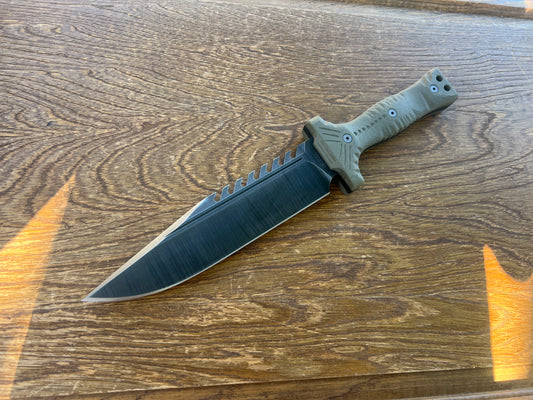 Millerbrosblades Custom M-22 Bowie -Saw Back - Black G-10