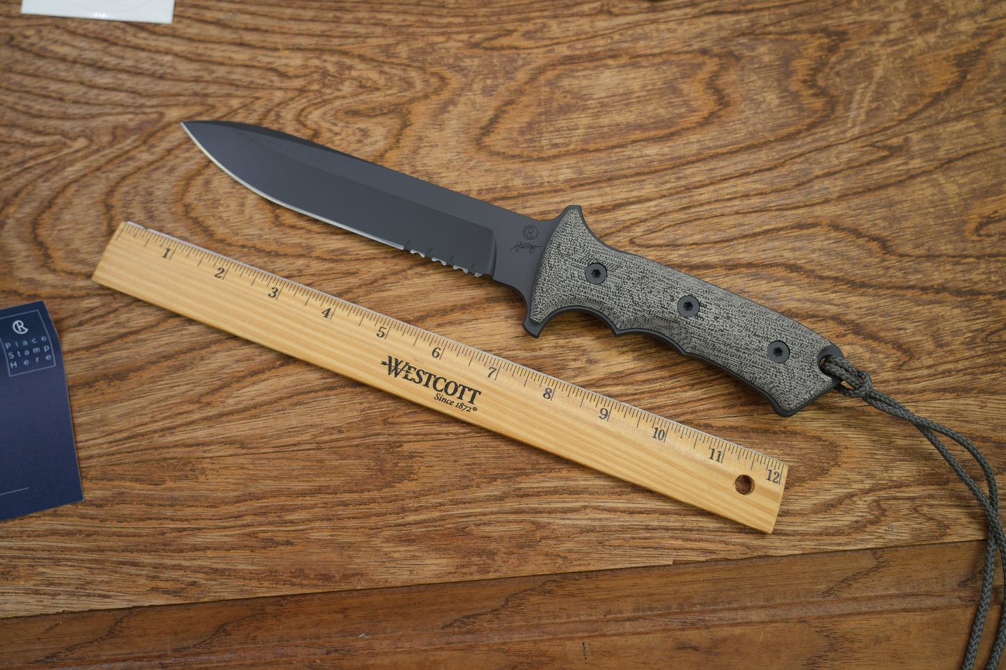 Chris Reeve Green Beret Combat Knife Fixed 7" CPM-MagnaCut Black Combo Blade, Black Canvas Micarta Handles, Black Nylon Sheath - GB7-1001